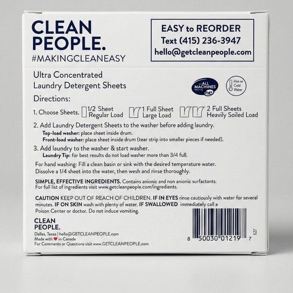 Brand New, Sealed Box of Clean People Laundry Detergent Sheets - Fragrance Free! - Picture 2 of 4